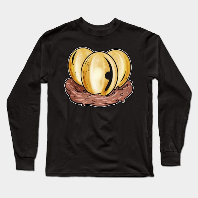 A Set Of Golden Painted Easter Eggs In Nest. Easter Egg Long Sleeve T-Shirt by SinBle